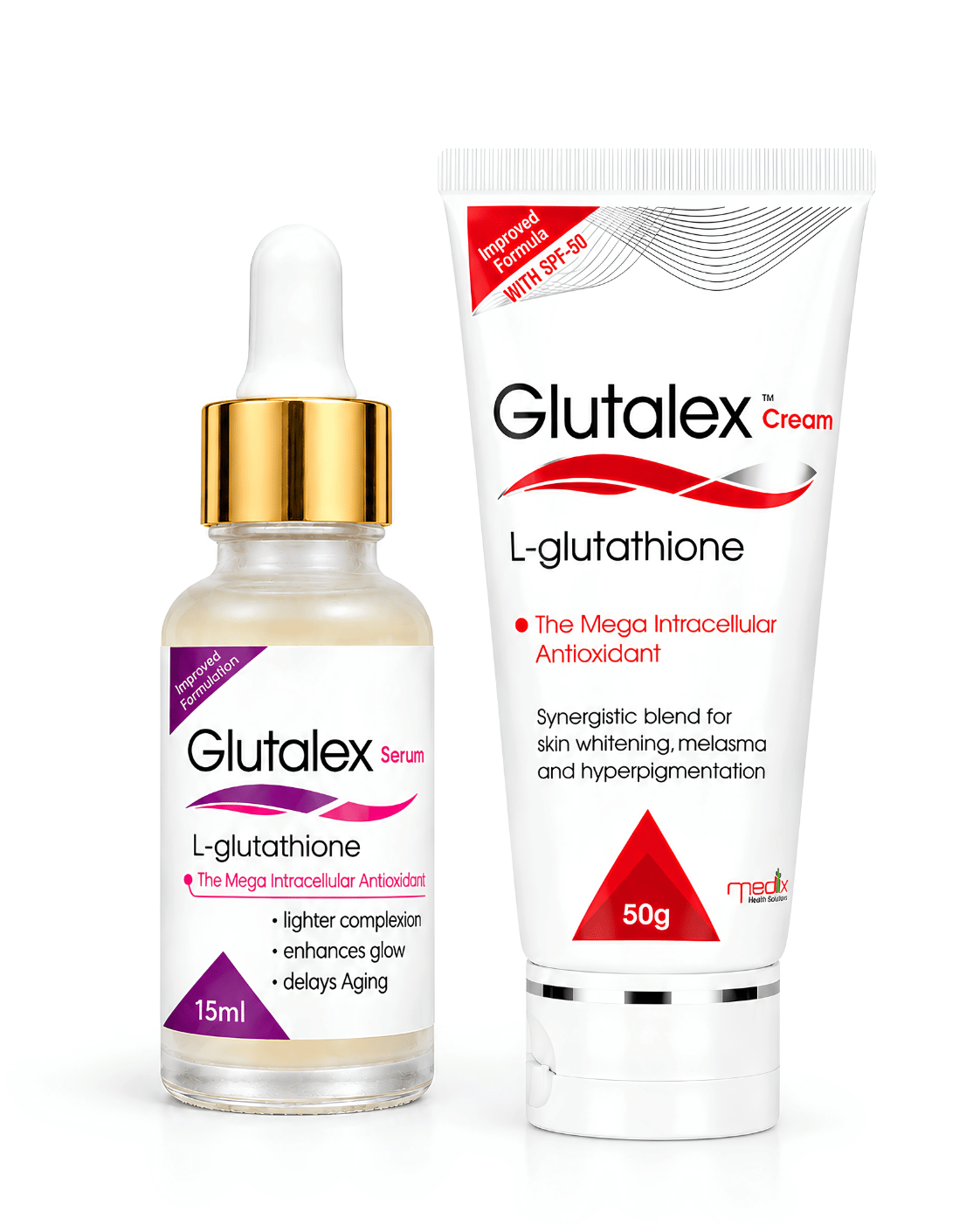 Glutalex Serum 15ml + Glutalex Cream SPF 50 50g Bundle